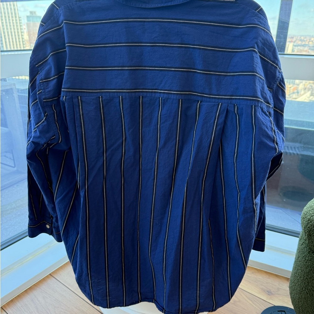 Blue-Striped Oversized Madewell Button Down - Picture 3 of 3